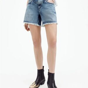 Emmy High Rise Denim Mid Length Shorts